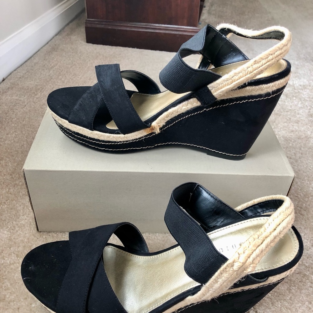 Studio Paolo Black Wedge Sandals